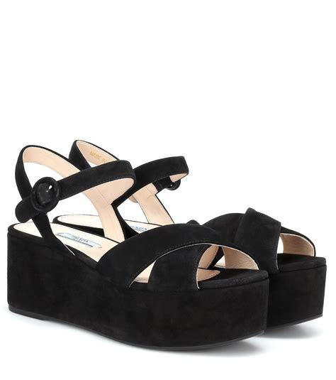 prada quilted slide sandals|Prada suede platform sandals.